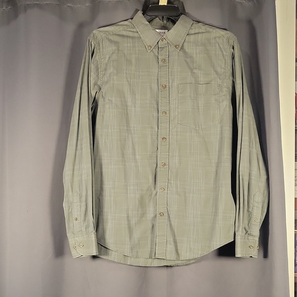 Haggar Other - Haggar Men's LT Plaid Gray Woven Cotton/Poly Button-Down Shirt Pockets